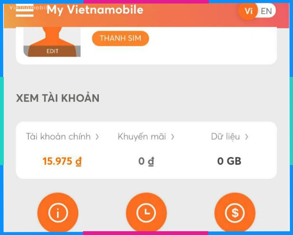Cách kiểm tra dung lương 4G Vietnamobile Ứng dụng